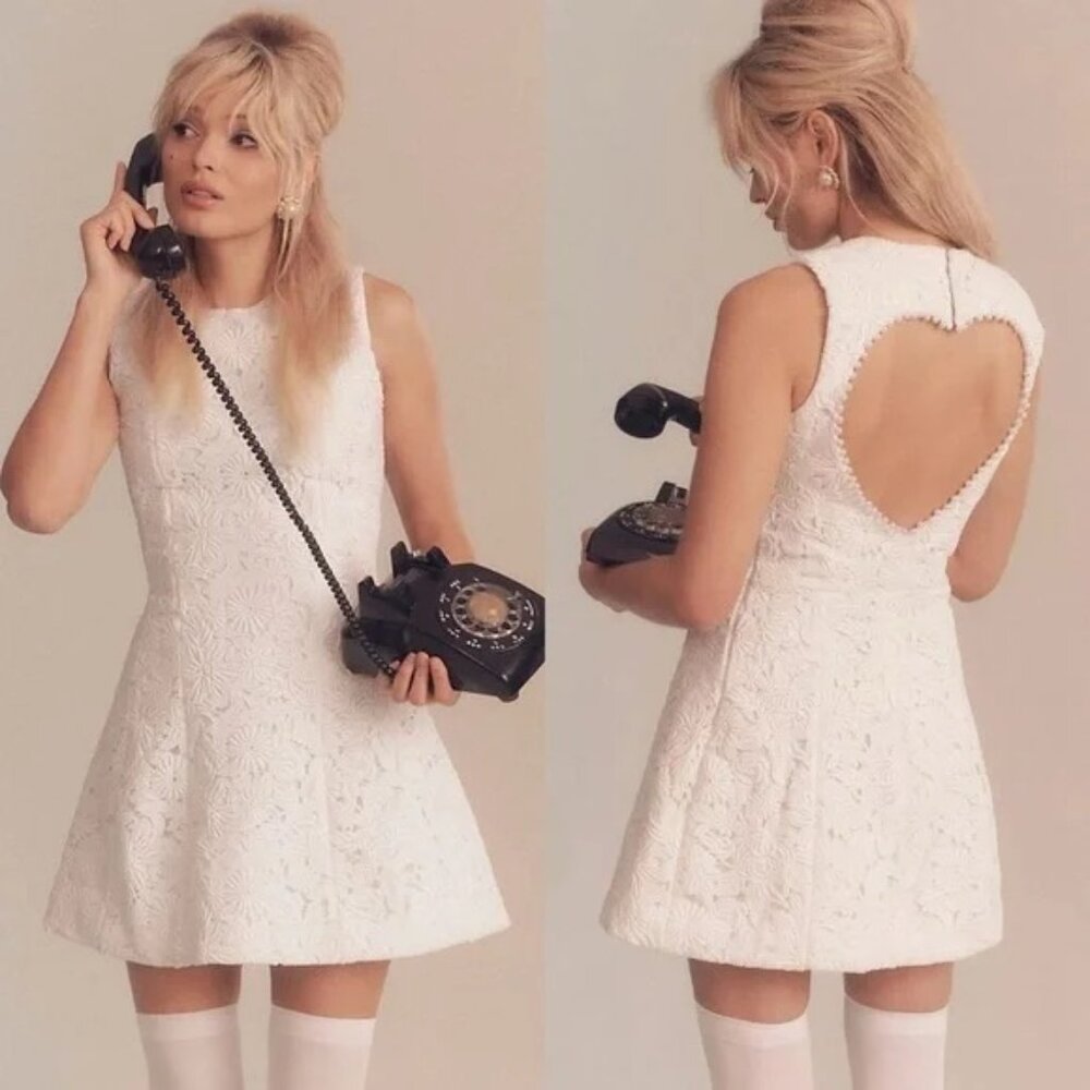 SACHIN & BABI Mon Coeur Lace & Heart Cut Out Mini Dress Size 8